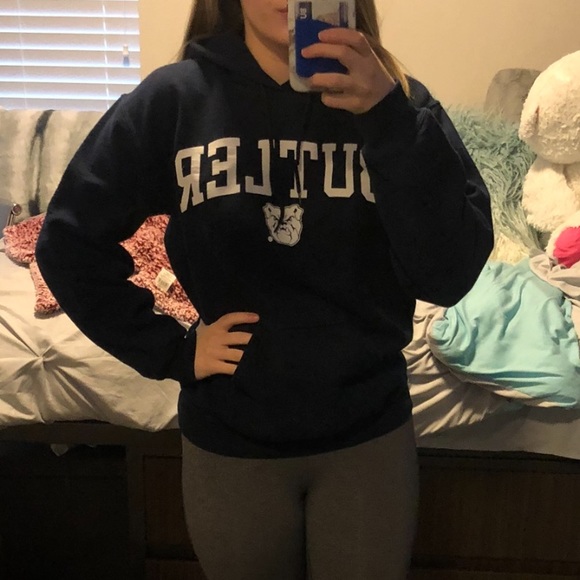 Navy Blue Sweatshirt Hoodie Butler University Bulldogs MV Sport Size Small - Picture 2 of 6